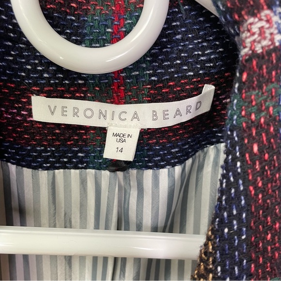 Veronica Beard Zane Plaid Dickey Blazer Size 14 Blue Red Green - Picture 2 of 11